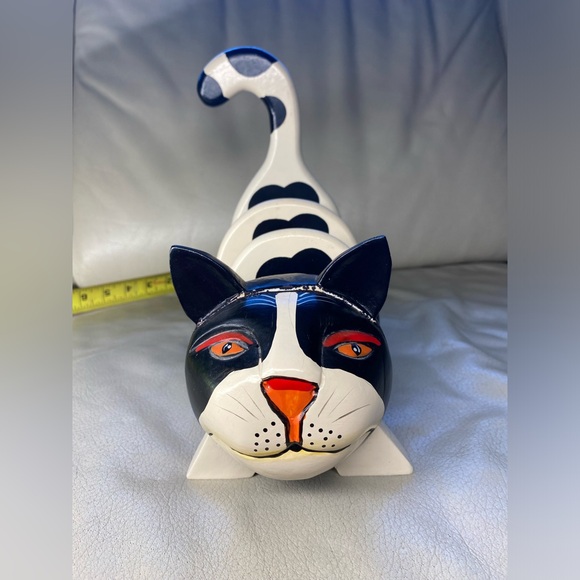 Cat Letter Holder, Carved Wood, Hand Painted - Picture 7 of 11